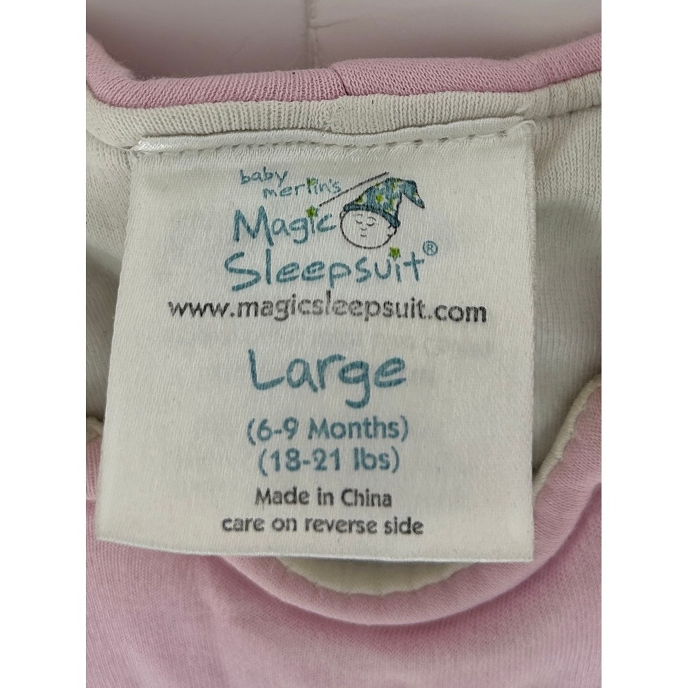 Baby Merlin's Magic Sleepsuit Pink Cotton 6-9 Months 18-21 lbs Large - Picture 2 of 7
